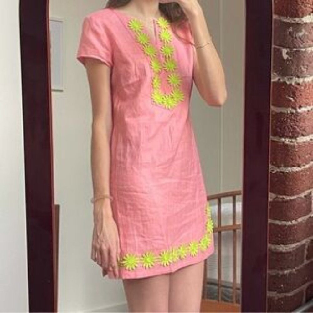 NWT Sail to Sable Flower Embroidered Short Sleeve Linen Classic Tunic Large